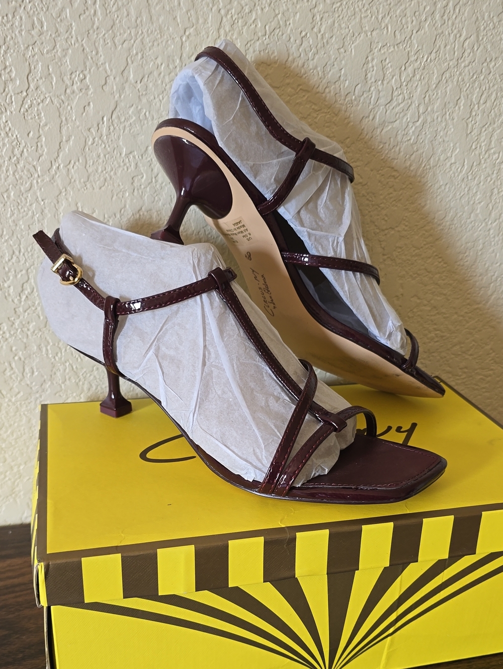 Sam Edelman Burgundy Patent Strappy Heels